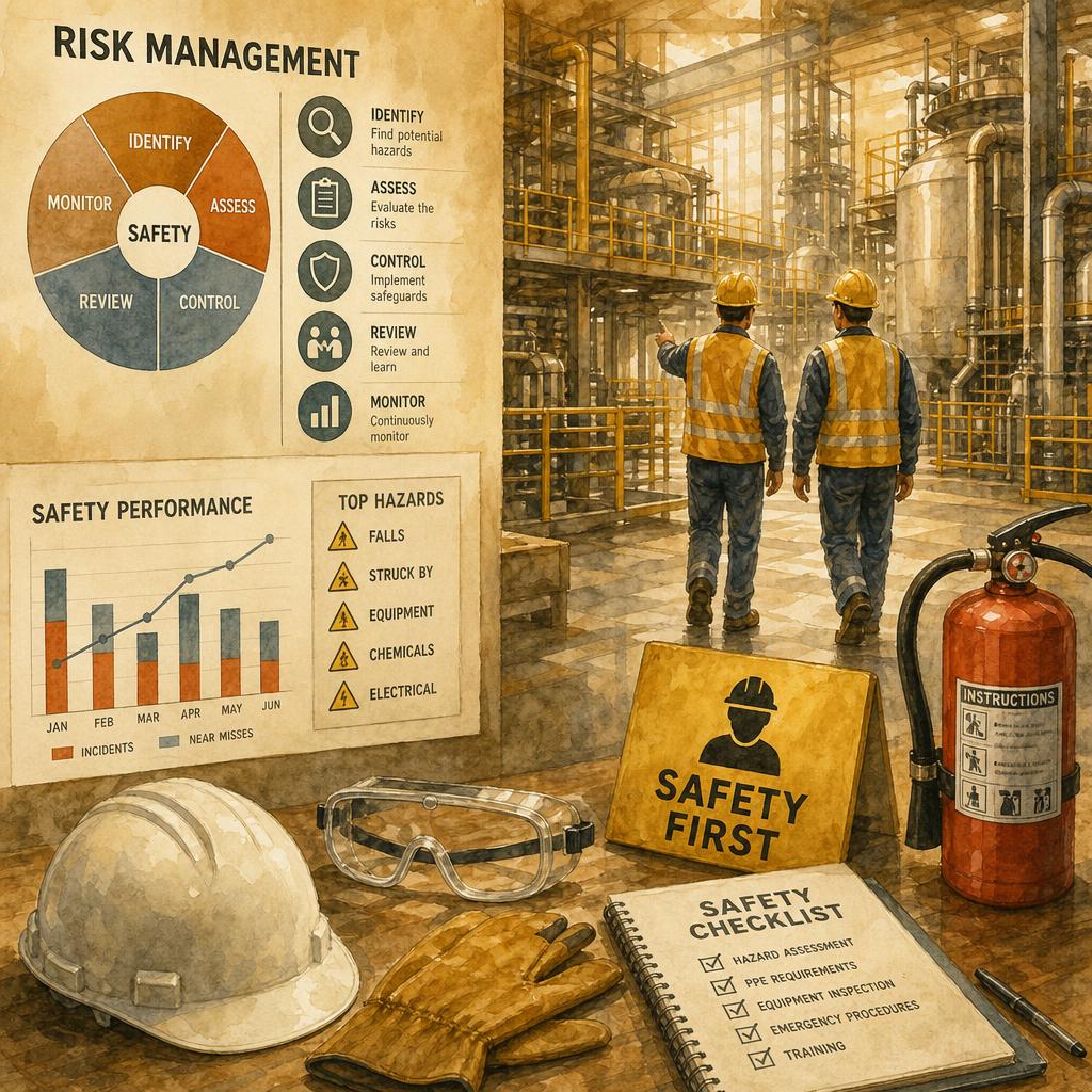 Manufacturing plant with safety equipment